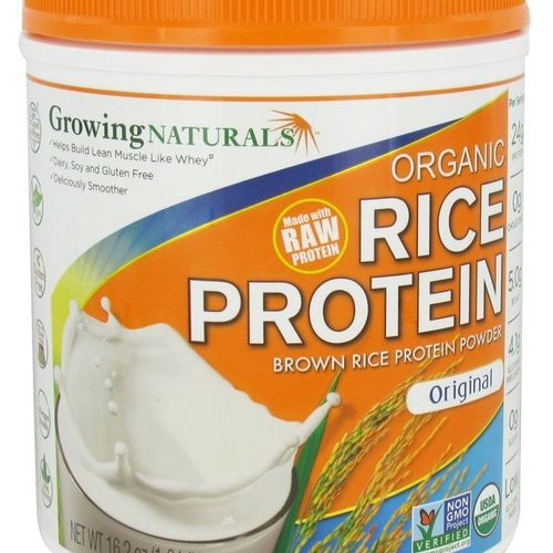 Growing Naturals Organic Rice Protein Powder  Original  24g Protein  1.0lb  16.2oz