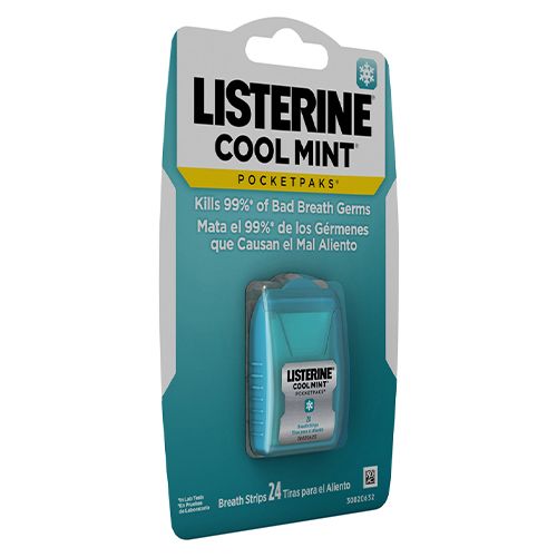 Listerine Cool Mint PocketPaks Fresh Breath Strips  12 x 24-Strip Pack