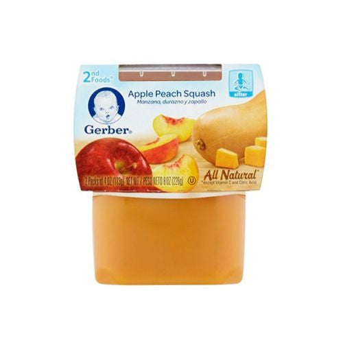 Gerber 2nd Foods Natural for Baby Baby Food  Apple Peach Squash  4 oz Tubs (2 Pack)