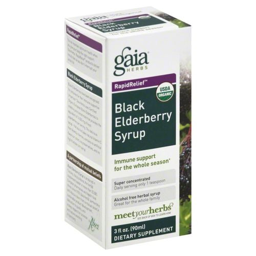 Gaia Herbs Black Elderberry (Sambucus Nigra) Syrup - Immune Support Supplement - Made with Organic Black Elderberries - USDA Certified Organic Formula - 3 Fl Oz (Up to an 18-Day Supply)