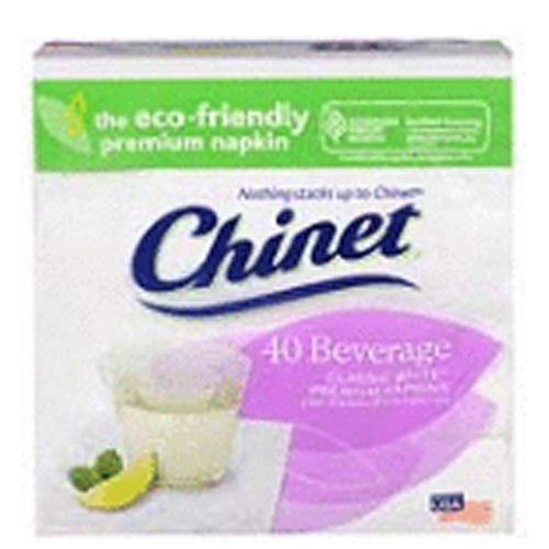 Chinet Classic 2 Ply Beverage Napkins, White, 40 Count