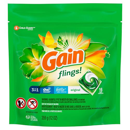 Gain Flings Laundry Detergent Soap Pacs  16 Ct  Original Scent