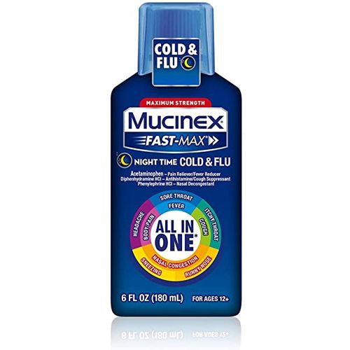 Mucinex Adult Nighttime Liquid for Severe Cold Flu - 6 fl oz