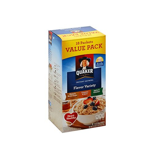 Quaker Instant Oatmeal Flavor Variety (18 - 1.51 Ouncz) 27.3 Ounces 18 Count Paper Pouches