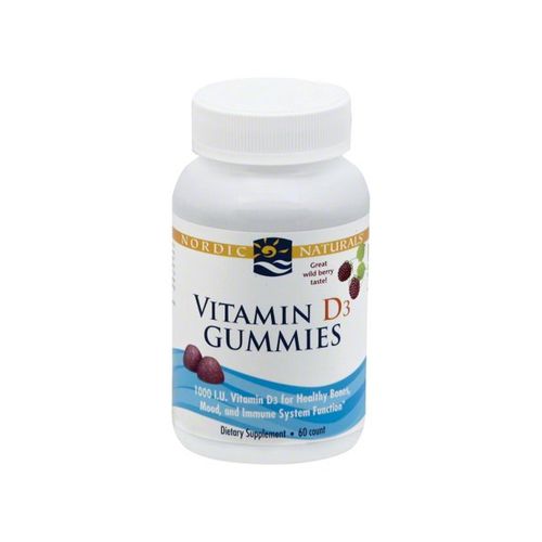 Nordic Naturals Vitamin D3 Gummies  Wild Berry  1000 IU  Great Taste  60 Ct