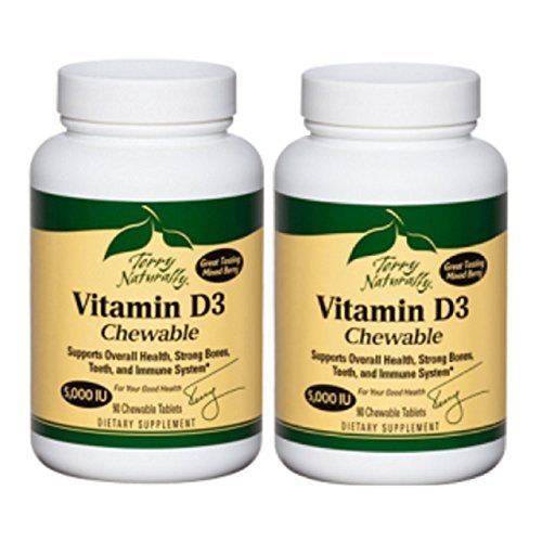 Terry Naturally Vitamin D3 - 125 mcg Cholecalciferol  90 Chewable Tablets - Supports Strong Bones
