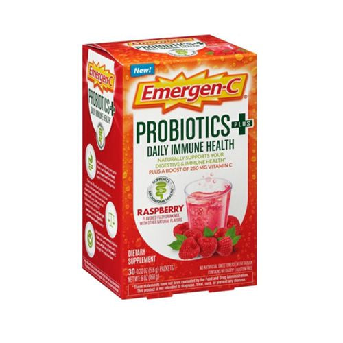 Emergen-C Probiotics Plus Digestive Supplement Powder, Raspberry, 30 Ct