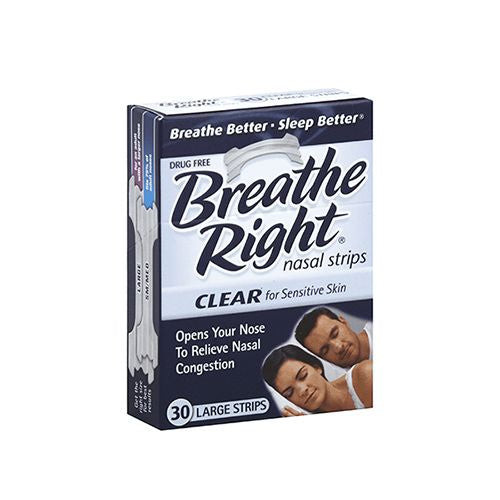 Breathe Right Original Clear Nasal Strips  Nasal Congestion Relief due to Colds & Allergies  Large  Clear for Sensitive Skin  Drug-Free  30 count