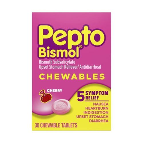 Pepto Bismol Cherry Chewables Tablets  Fast Stomach Relief  30 Count