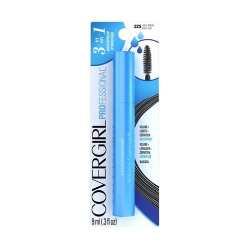 COVERGIRL Professional 3-in-1 Straight Brush Waterproof Mascara  225 Very Black  0.3 oz