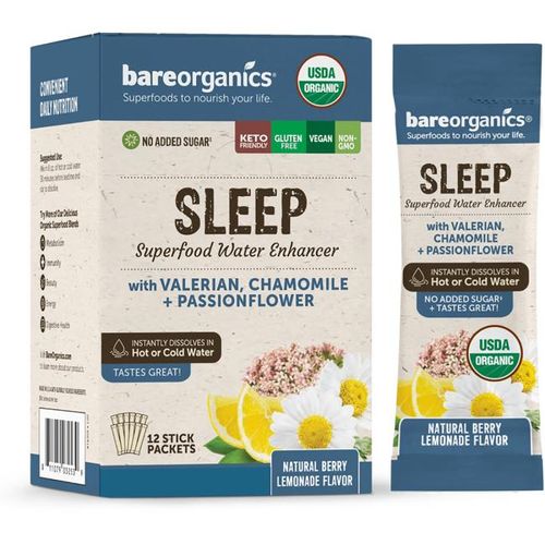 BareOrganics Sleep Blend Superfood Water Mix Packets  12 Ct