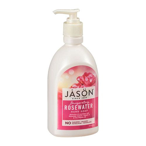 JASON Invigorating Rosewater Hand Soap, 16 Ounce Bottle