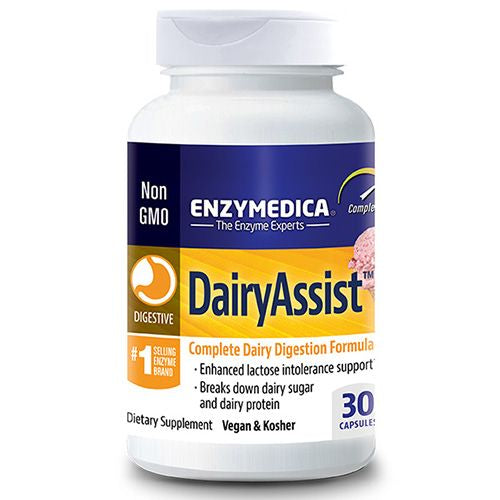 Enzymedica - DairyAssist  Enzyme Support to Help Digest Dairy and Relieve Occasional Gas  and Bloating  30 Capsules