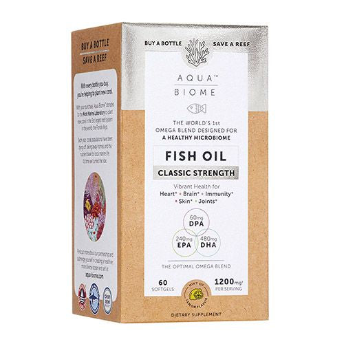 Aqua Biome by Enzymedica  Fish Oil Classic Strength  Complete Omega 3 Supplement  Gluten Free and Non-GMO  60 softgels (30 servings)