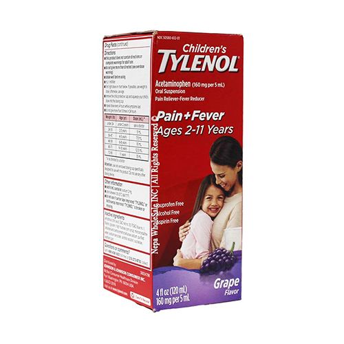 Children s Tylenol Pain + Fever Relief Cold Medicine  Grape  4 fl. oz