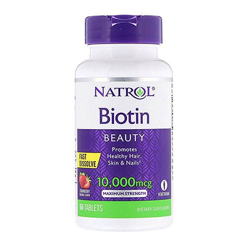 Natrol Biotin 10 000 mcg Fast Dissolve Tablets  Strawberry 60 ea