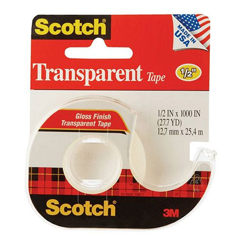 Scotch 600 Multi-Purpose Photo-Safe Self-Adhesive Tape with Dispenser  1/2 W X 1000 L in  Glossy Transparent