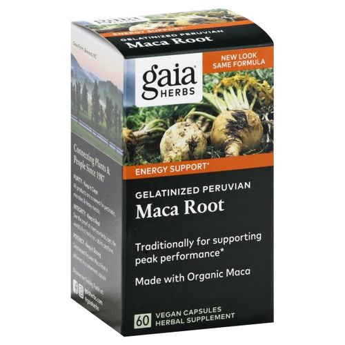 Gaia Herbs Maca Root - Caffeine-Free Natural Energy Supplement - Supports and Maintains Healthy Energy and Stamina - Made with Organic Maca Root (Lepidium meyenii) - 60 Vegan Capsules (30-Day Supply)