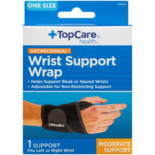 Topcare Wrist Support Wrap One Size 6-12 In Fits Left Or Right Antimicrobial