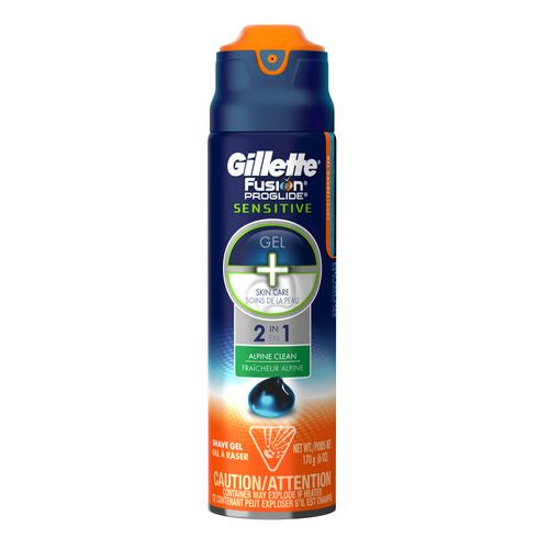 Gillette Fusion ProGlide Sensitive 2 in 1 Shave Gel  Alpine Clean  6 oz