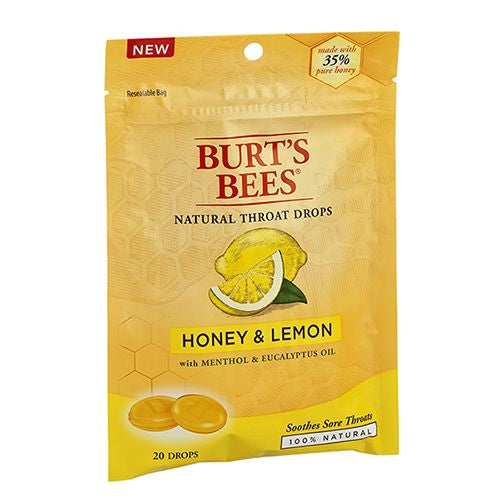 Burt's Bees Natural Throat Drops, Honey & Lemon 20 ea