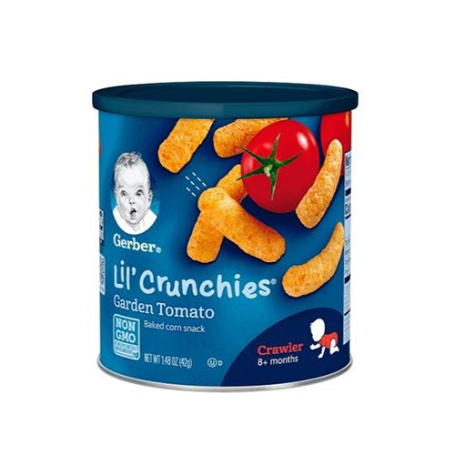 Gerber Snacks for Baby Lil Crunchies Garden Tomato Puffs  1.48 oz Canister