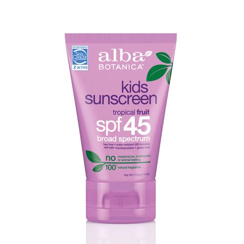 Alba Botanica Kids Sunscreen Lotion SPF 45  Tropical Fruit  4 oz