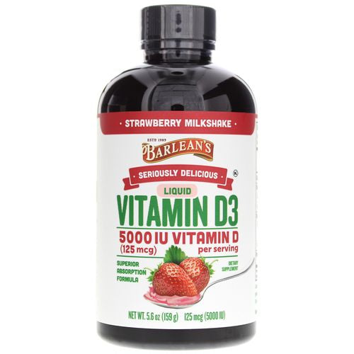 Barlean s Seriously Delicious Strawberry Milkshake Vitamin D3 Supplement - Vegan  Sugar-Free  Non-GMO  Gluten Free - 5.6 oz