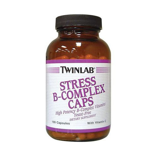 Twinlab Stress B-Complex Caps - High Potency Vitamin B Complex Capsules with Vitamin C 1000mg - Long-Lasting Energy for Immune Support  Stress Relief and Nerve Support  250 capsules  1-pack
