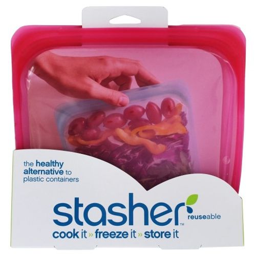 Stasher Reusable Silicone Sandwich  Food Storage & Cooking Bag - Raspberry Pink
