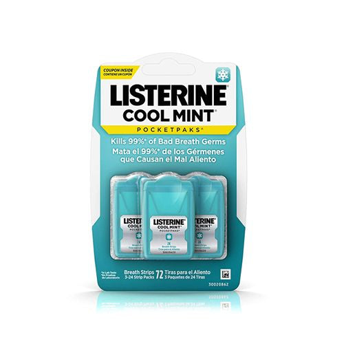 Listerine Cool Mint PocketPaks Oral Care Breath Strips  Breath Spray Alternative  24 ct  3 pack