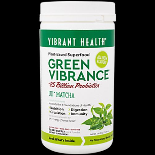 Vibrant Health, Green Vibrance Matcha Tea, Plant-Based Superfood Powder, Vegan Friendly, 25 Servings