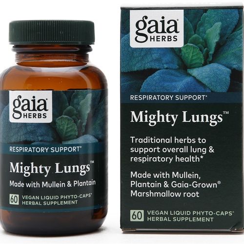 Gaia Herbs Mighty Lungs  Lung and Respiratory Support  Mullein  Plantain  Vegan  Liquid Phyto Capsules (60-Count)
