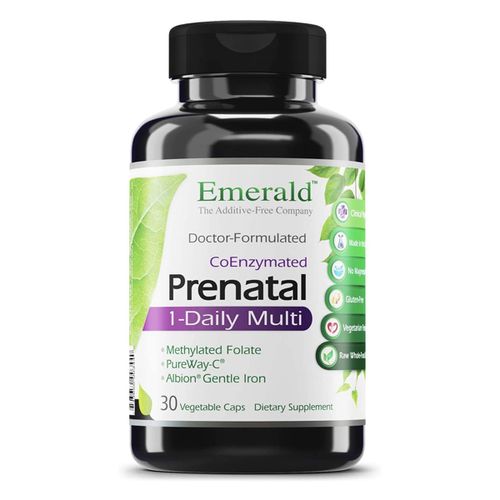 Emerald Labs Prenatal 1-Daily Multi - Multivitamin with Folic Acid  Vitamin C and Gentle Iron to Support Pregnant and Lactating Women - 30 Vegetable Capsules