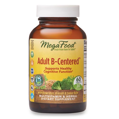 MegaFood, Adult B-Centered, Supports Cognition and Mental Focus, Multivitamin B Complex Supplement with Herbs, Vegan, 60 tablets (30 servings)