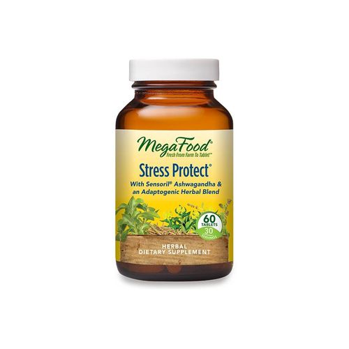 MegaFood Stress Protect - Supports Healthy Stress Response with Adaptogenic Blend with Ashwagandha - Non-GMO  Gluten-Free  Vegetarian  Kosher  and Made without Dairy or Soy - 60 Tabs (30 Servings)