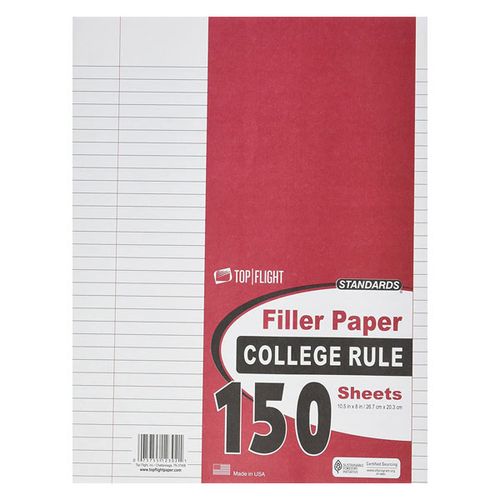 Top Flight Filler Paper, 10.5 x 8 Inches, Wide Rule, 200 Sheets (12110)