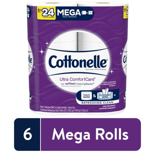 Cottonelle Ultra ComfortCare Toilet Paper  6 Mega Rolls = 24 Regular Rolls