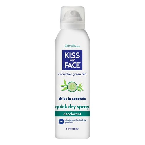 Kiss My Face Quick Dry Spray Deodorant Cucumber Green Tea 3 oz, Clear