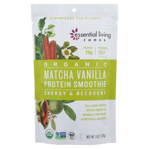 Matcha Vanilla Protein Smoothie - Essential Living Foods - 19g Plant Based Protein - Vegan - Non-Dairy - Non GMO - Lactose Free - (5.5 Servings, 6oz) (B07WPX1P1M)