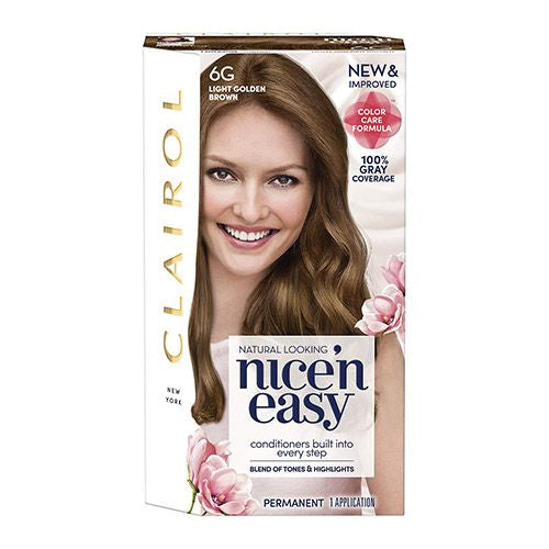 Clairol Nice n Easy Permanent Hair Color Creme  6G Light Golden Brown  1 Application  Hair Dye