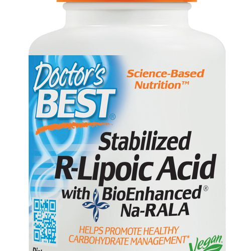 Doctor s Best Stabilized R-Lipoic Acid with BioEnhanced Na-RALA  Non-GMO  Gluten Free  Soy Free Vegan  Helps Maintain Blood Sugar Levels  100 mg 60 Veggie Caps