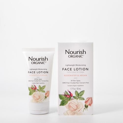 Nourish Organic Lightweight Moisturizing Face Lotion  Rosewater & Argan - 1.7 fl oz