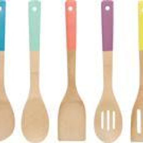 Now Designs Bamboo Utensils, Multi-Color, Set of 5