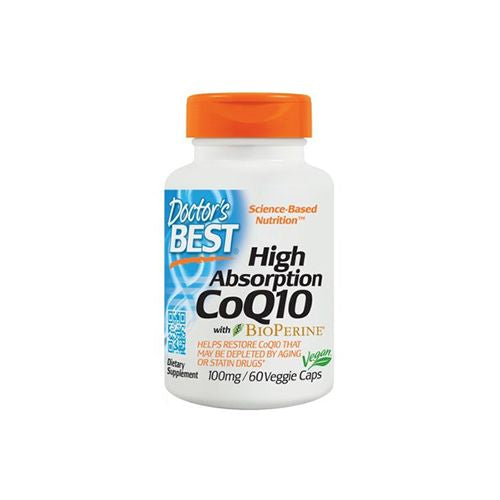 Doctor s Best High Absorption CoQ10 with BioPerine  Vegan  Gluten Free  Naturally Fermented  Heart Health and Energy Production  100 mg 60 Veggie Caps