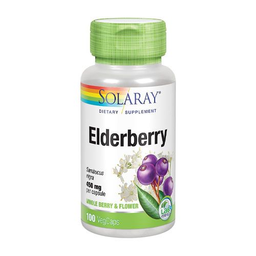 Solaray Elderberry Berry & Flower 450mg | Support for General Wellbeing During Cold Months | With Flavonoids & Phenolic Compounds | Non-GMO | 100ct