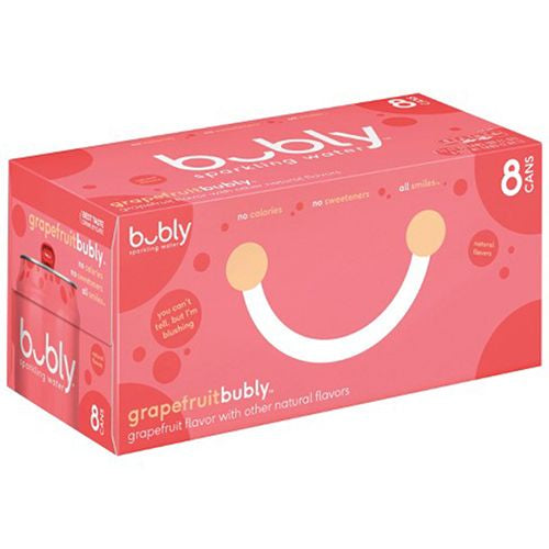 bubly Sparkling Water, Grapefruit, 12 oz Cans, 8 Count