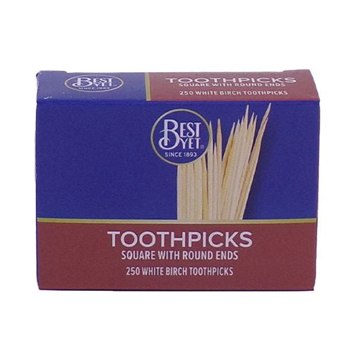 Best Yet Square Round Toothpicks 250 White Birch Toothpicks, Free Shipping