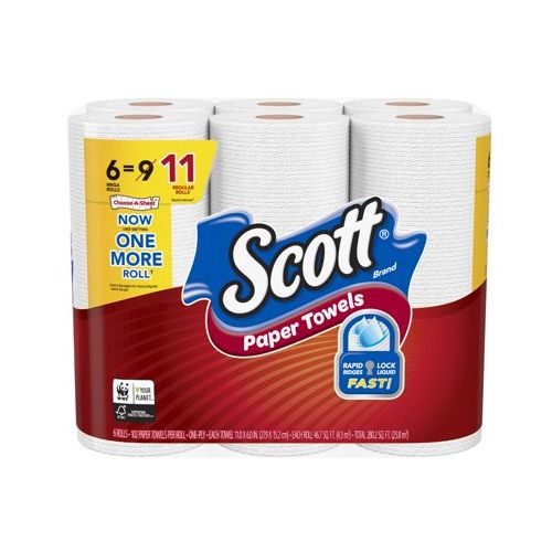 Scott Paper Towels, Choose-A-Sheet - 6 Mega Rolls = 11 Regular Rolls (102 Sheets Per Roll) (B00FZGZKHW)