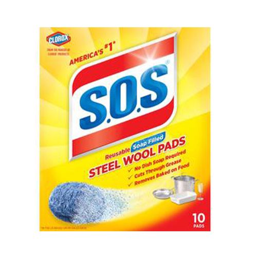 S.O.S Steel Wool Dish Scrubber Pads  10 Pack